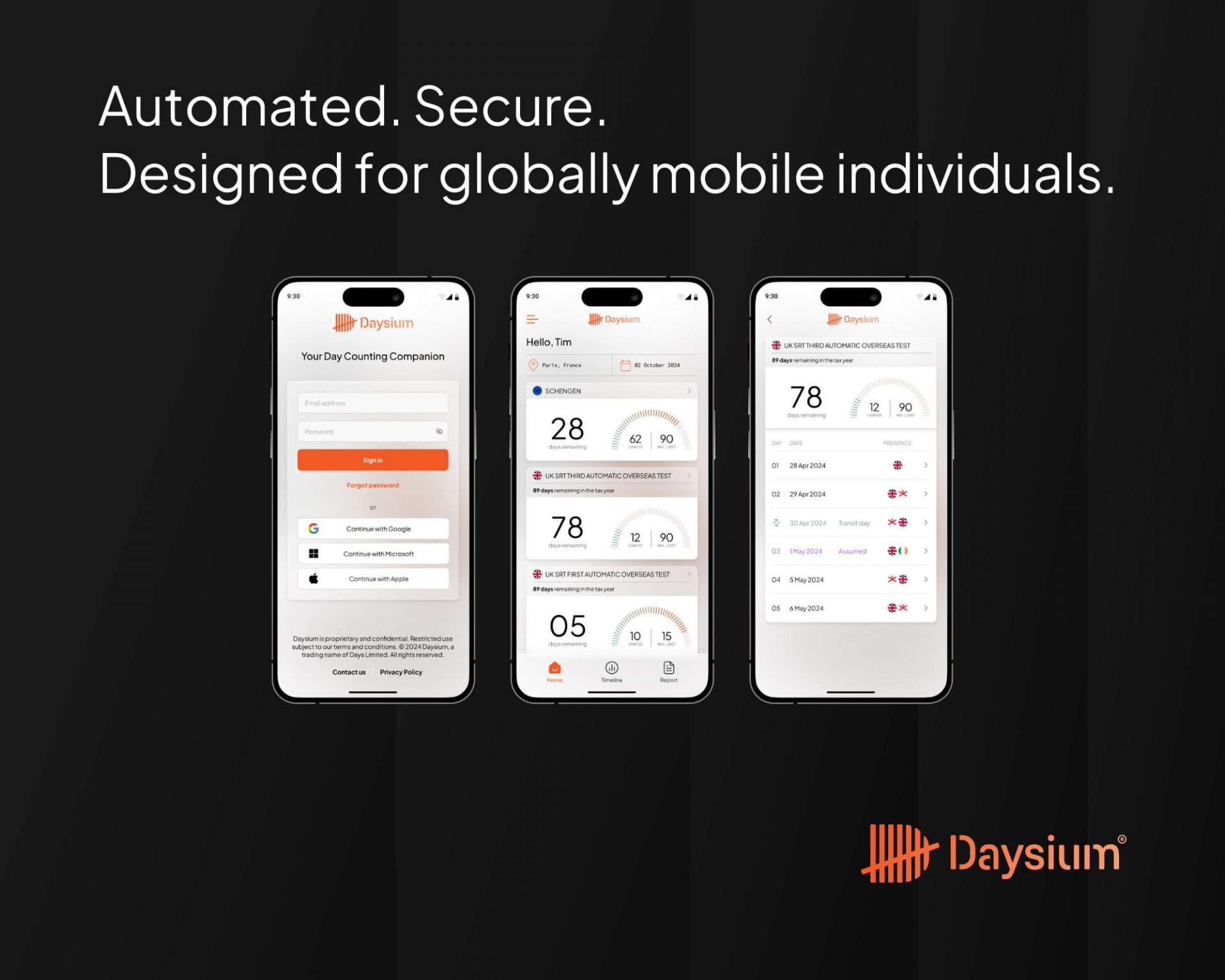Daysium. Automated. Secured. Designed for globally mobile individuals.