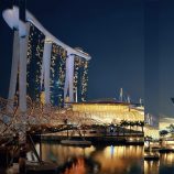 A sliced picture of the Singapore city centre in the night time.